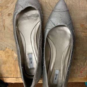 Silver flats with silver studs size 8